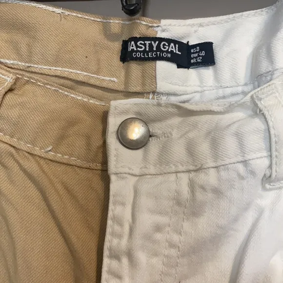 Nasty Gal Two Tone High Waist Contrast Mom Jeans