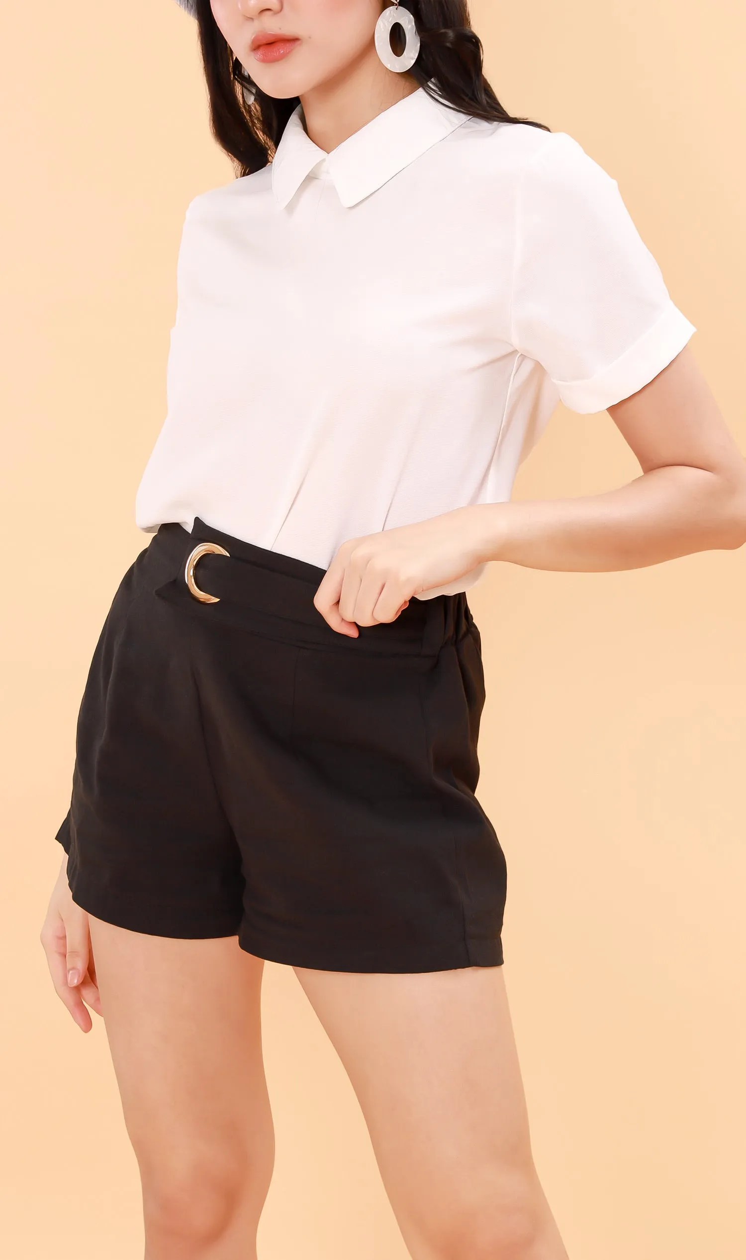 NATALIE Belt Accent Shorts (Black)
