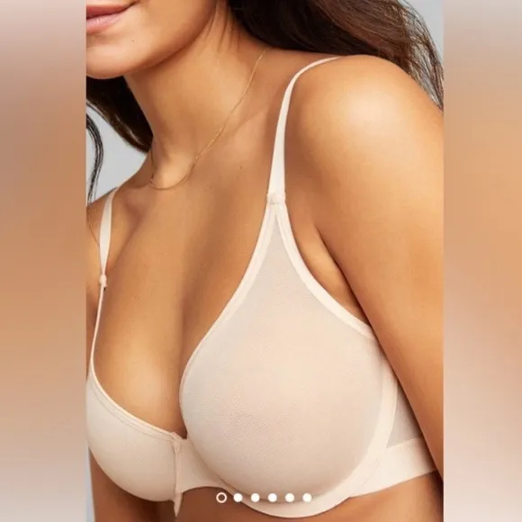 Negative underwear Sieve Demi Bra underwire Unpadded unlined Peach size 32DD