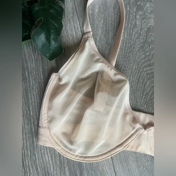 Negative underwear Sieve Demi Bra underwire Unpadded unlined Peach size 32DD