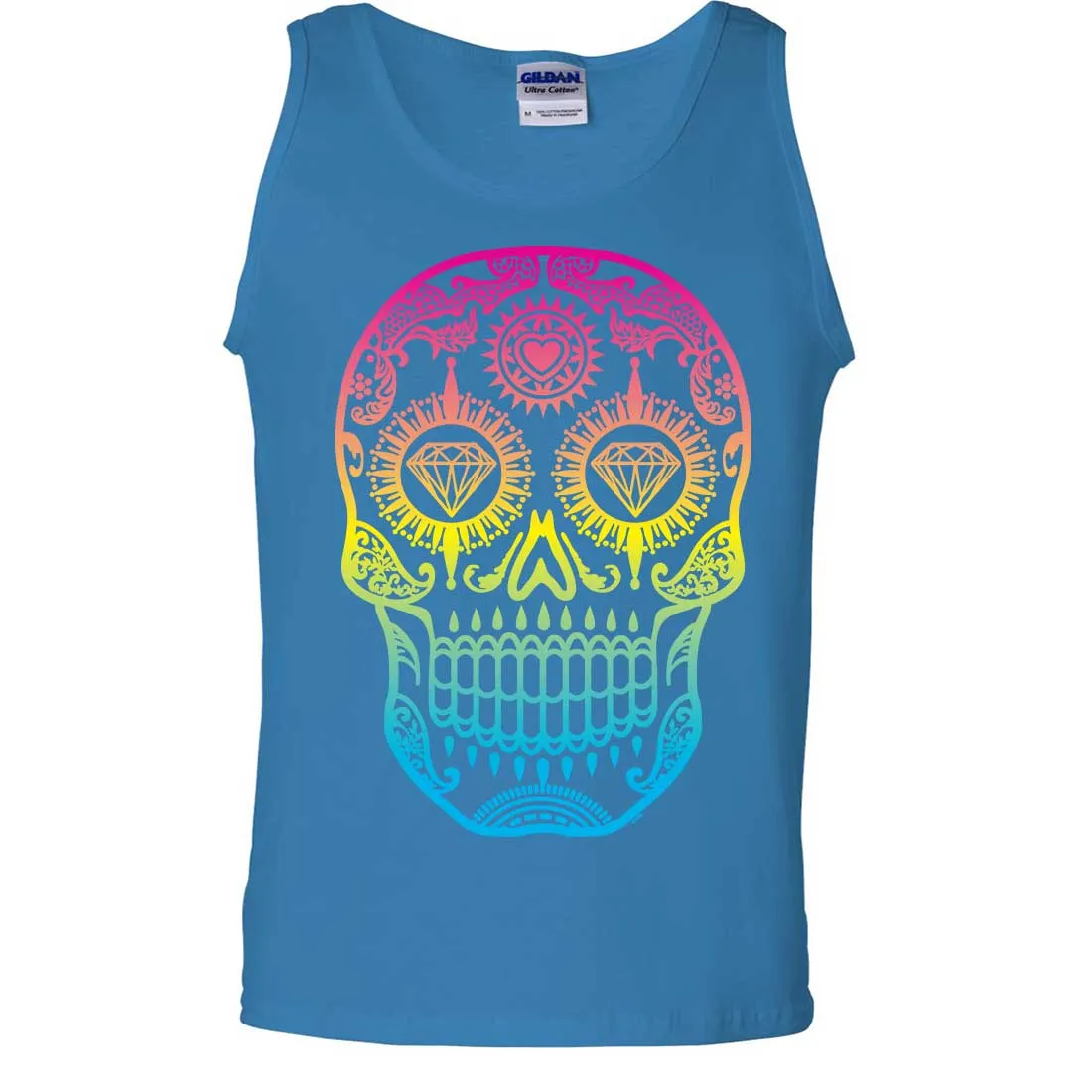Neon Diamond Eyes Smiling Sugar Skull Asst Colors Tank Top
