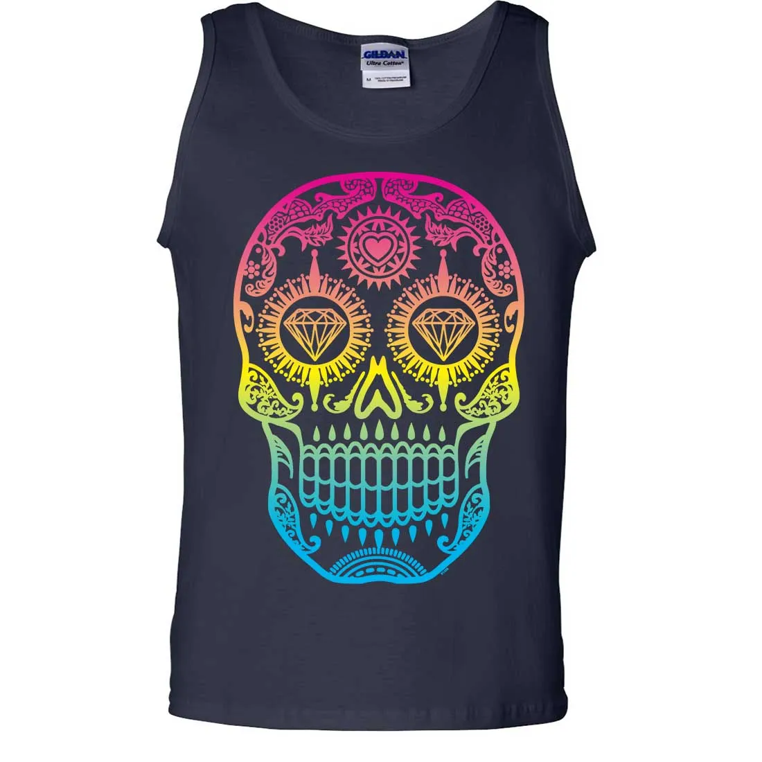 Neon Diamond Eyes Smiling Sugar Skull Asst Colors Tank Top