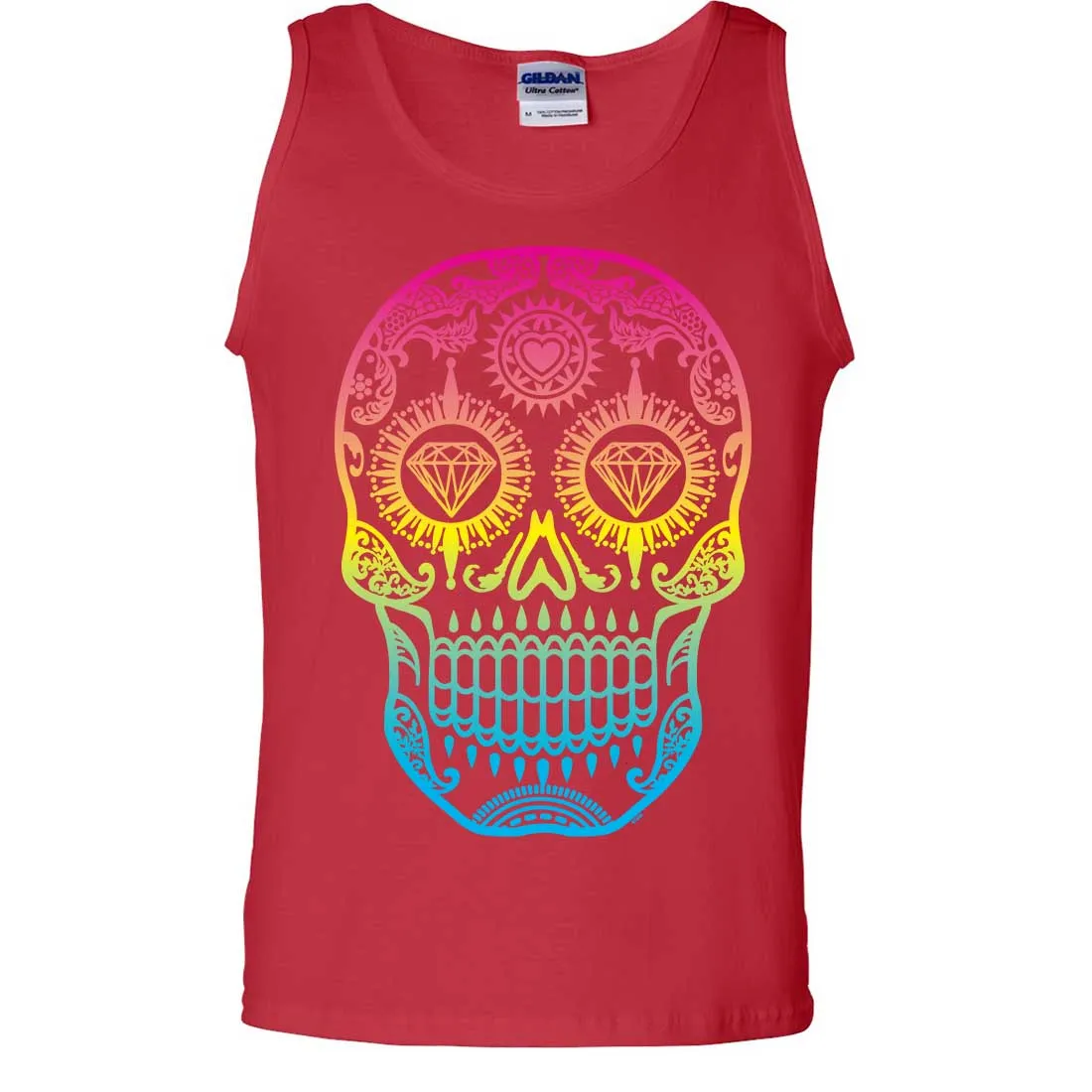 Neon Diamond Eyes Smiling Sugar Skull Asst Colors Tank Top