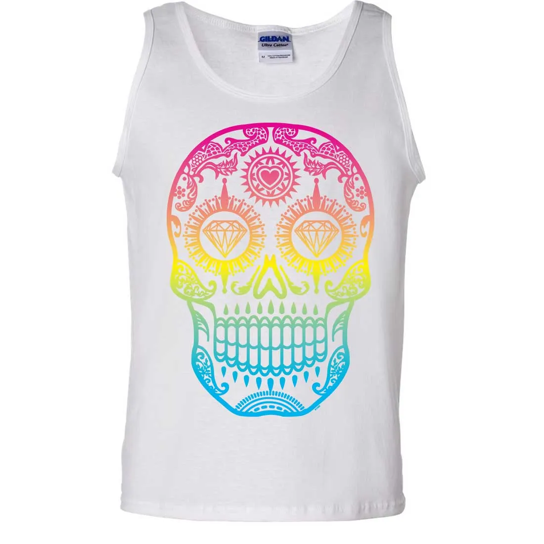 Neon Diamond Eyes Smiling Sugar Skull Asst Colors Tank Top