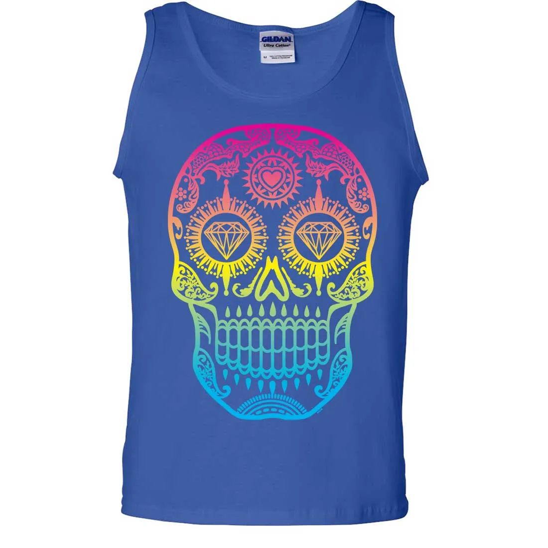 Neon Diamond Eyes Smiling Sugar Skull Asst Colors Tank Top