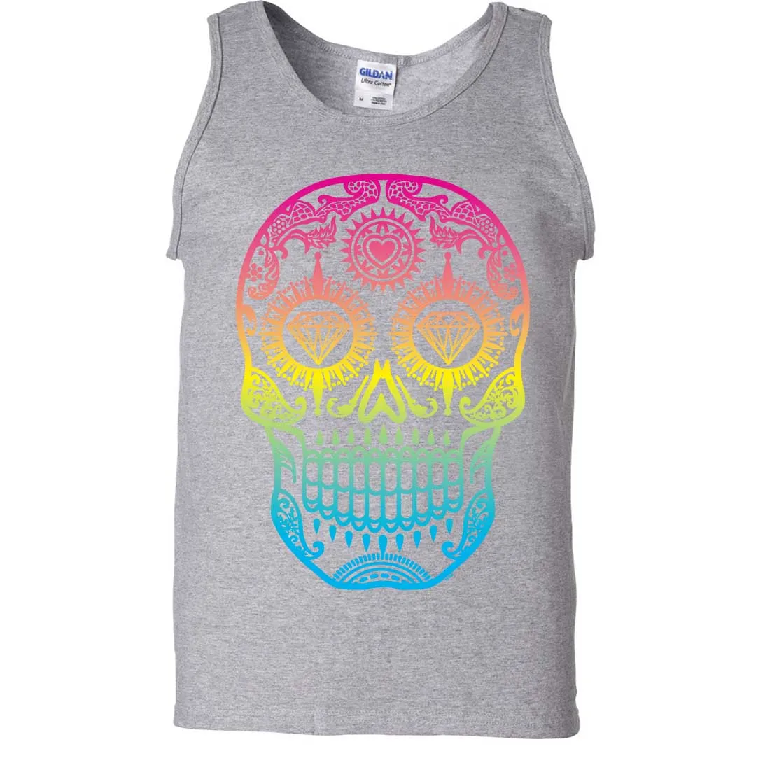 Neon Diamond Eyes Smiling Sugar Skull Asst Colors Tank Top
