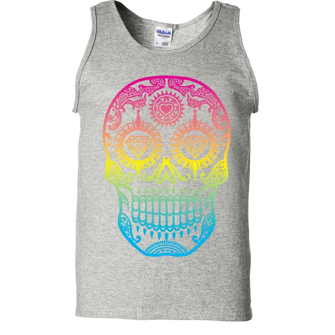Neon Diamond Eyes Smiling Sugar Skull Asst Colors Tank Top