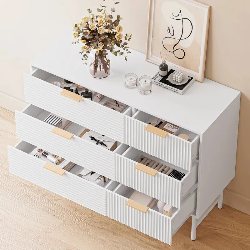 NEW ASSEMBLED Retails $440, Etta Avenue Adele 42.5" W 6-Drawer White Double Dresser, Lingerie Chest