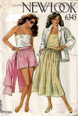 New Look 6345 Womens EASY Jacket Camisole Shorts & Skirt 1980s Vintage Sewing Pattern Size 8 - 16 UNCUT Factory Folded