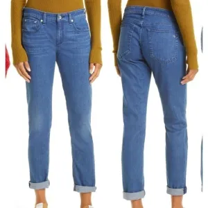 NEW RAG &amp; BONE Dre Low Rise Slim Boyfriend Jeans Blue Womens Size‎ 26 Mid Rise
