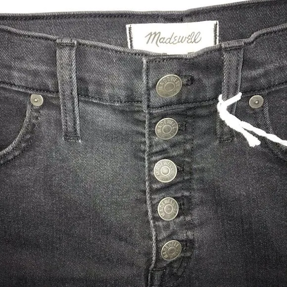 NEW Madewell High-Rise Denim Shorts in Black Frost: Button-Front Edition Size 26