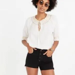NEW Madewell High-Rise Denim Shorts in Black Frost: Button-Front Edition Size 26