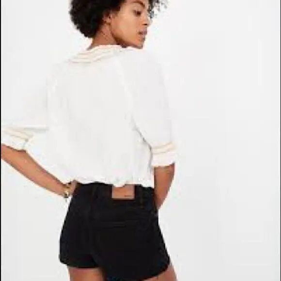 NEW Madewell High-Rise Denim Shorts in Black Frost: Button-Front Edition Size 26
