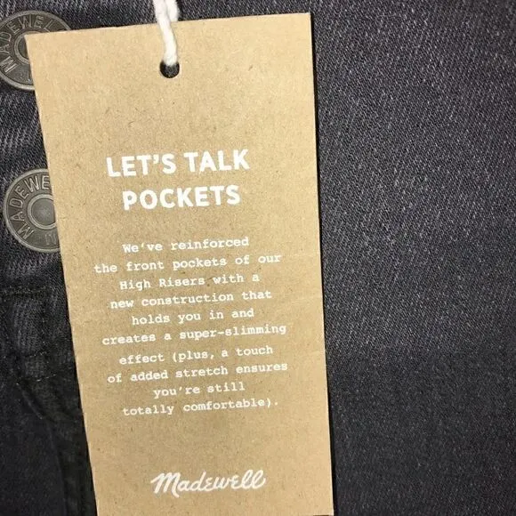 NEW Madewell High-Rise Denim Shorts in Black Frost: Button-Front Edition Size 26