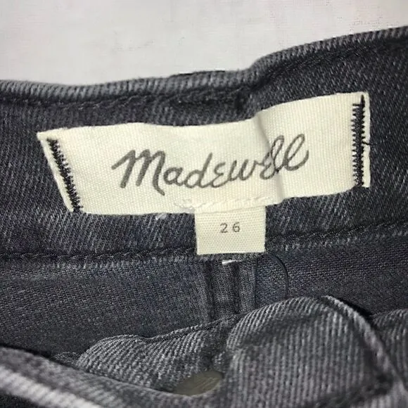 NEW Madewell High-Rise Denim Shorts in Black Frost: Button-Front Edition Size 26