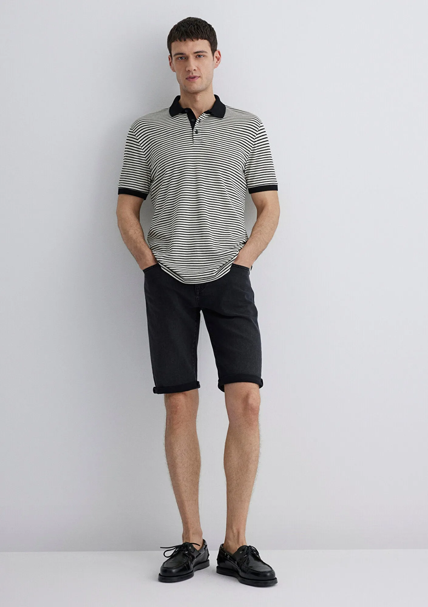 Nicholas Dark Smoke Mavi Black Jean Shorts