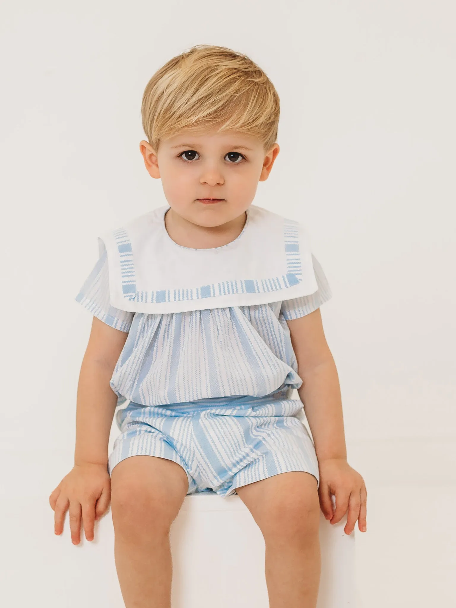 'Noah' striped sailor collar short set