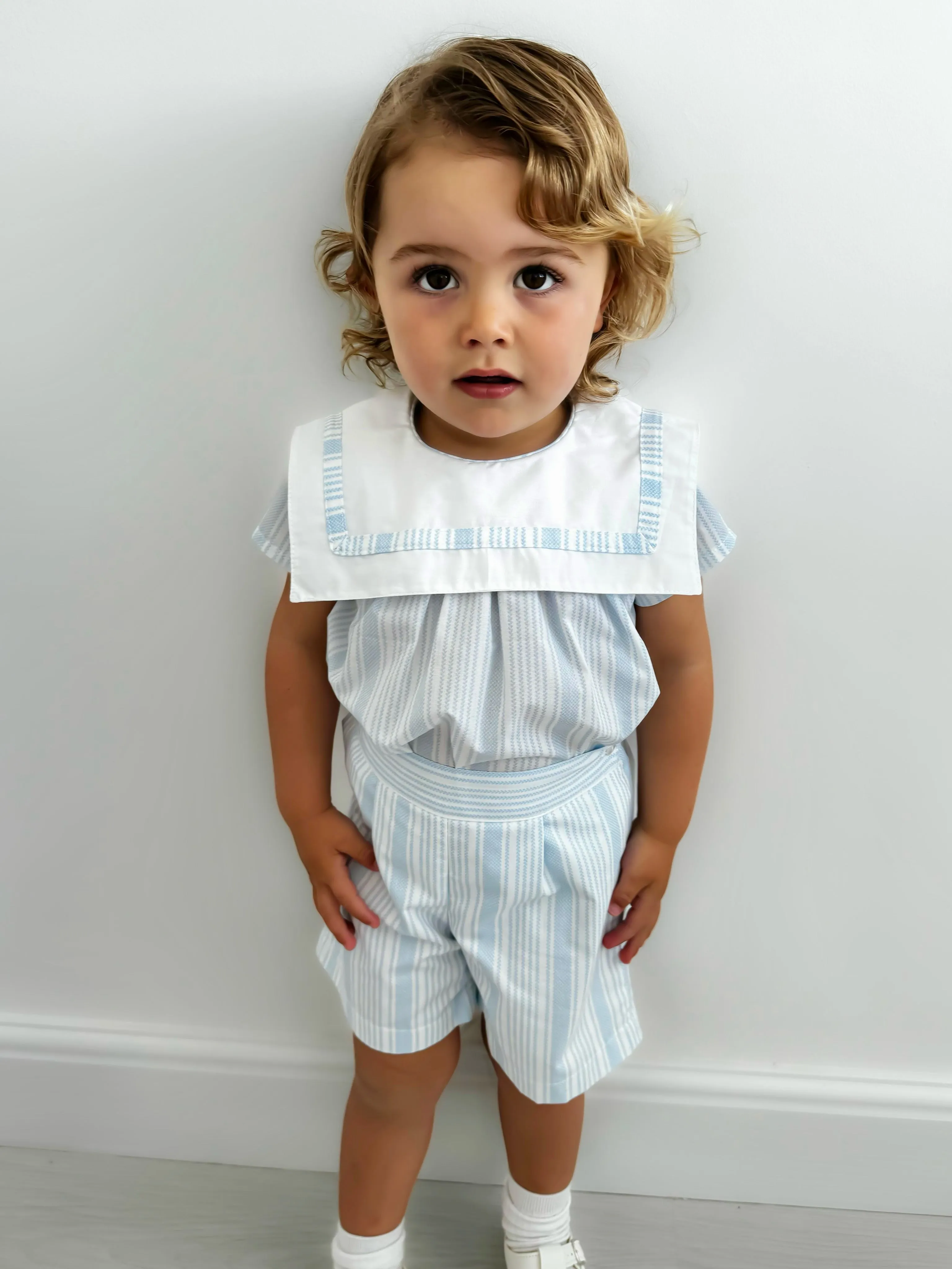 'Noah' striped sailor collar short set