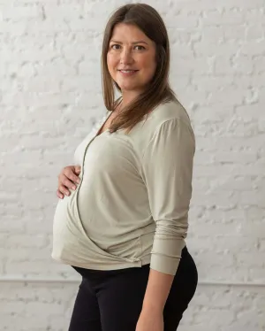 Nursing & Maternity Everywhere Long-Sleeve Wrap Blouse | Moss