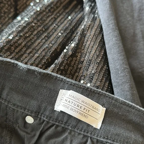 NWOT Lane Bryant Signature Fit Boyfriend Jean - Black With Sequins SZ-20