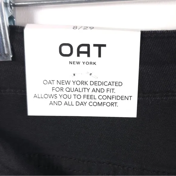 NWT OAT NEW YORK Bling Seam Mid Rise Relaxed Slim Straight Jeans Black Size 8/29