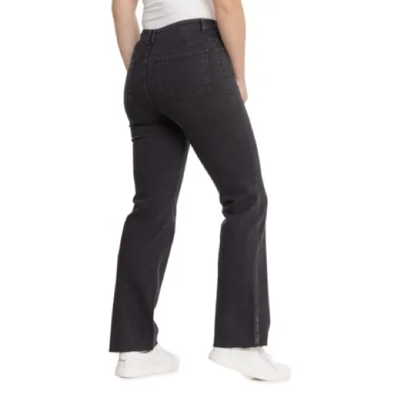 NWT OAT NEW YORK Bling Seam Mid Rise Relaxed Slim Straight Jeans Black Size 8/29