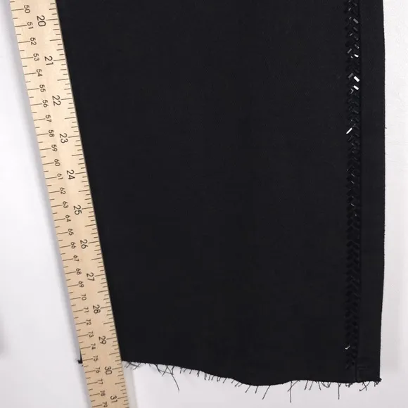 NWT OAT NEW YORK Bling Seam Mid Rise Relaxed Slim Straight Jeans Black Size 8/29