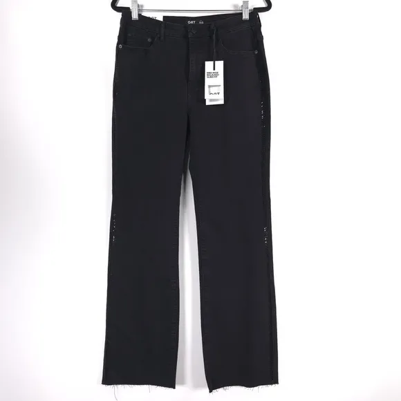NWT OAT NEW YORK Bling Seam Mid Rise Relaxed Slim Straight Jeans Black Size 8/29