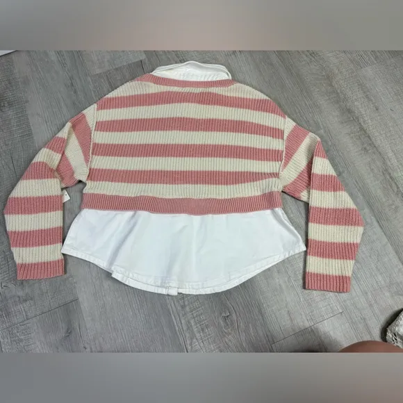 NWT Pilcro Anthropologie Striped Collared Sweater Size XS