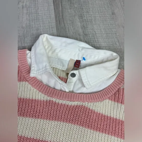 NWT Pilcro Anthropologie Striped Collared Sweater Size XS