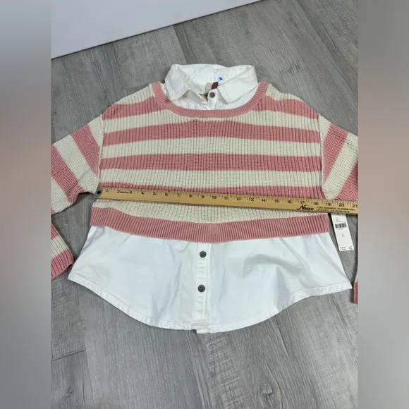 NWT Pilcro Anthropologie Striped Collared Sweater Size XS