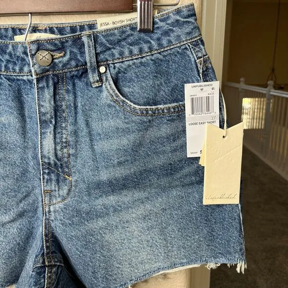 NWT Women’s Unpublished  Jessa-Boyish Denim Jean Short Size 27 #344