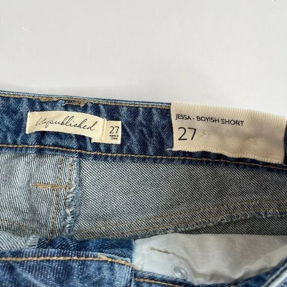 NWT Women’s Unpublished  Jessa-Boyish Denim Jean Short Size 27 #344