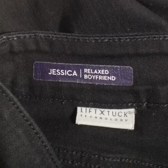 NYDJ Womens Jessica Relaxed Boyfriend Distressed Jeans Stretch Black Size 0