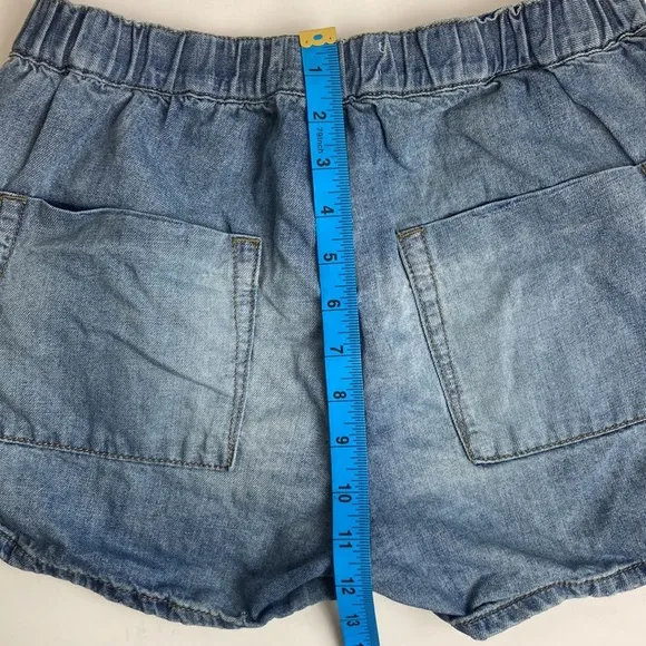 One Teaspoon Denim Chambray Pull-on Shorts Elastic Waist XS Summer Baggy Barrel