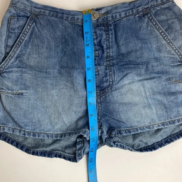 One Teaspoon Denim Chambray Pull-on Shorts Elastic Waist XS Summer Baggy Barrel