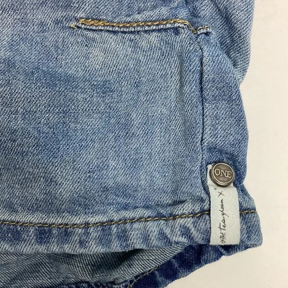 One Teaspoon Denim Chambray Pull-on Shorts Elastic Waist XS Summer Baggy Barrel