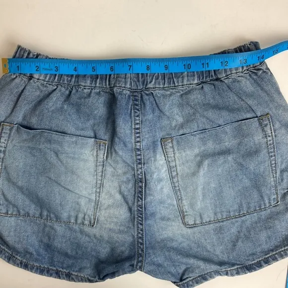 One Teaspoon Denim Chambray Pull-on Shorts Elastic Waist XS Summer Baggy Barrel