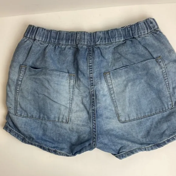 One Teaspoon Denim Chambray Pull-on Shorts Elastic Waist XS Summer Baggy Barrel