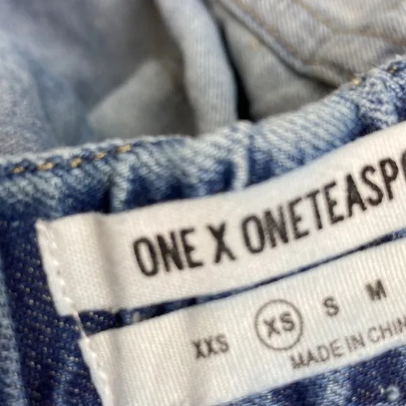 One Teaspoon Denim Chambray Pull-on Shorts Elastic Waist XS Summer Baggy Barrel