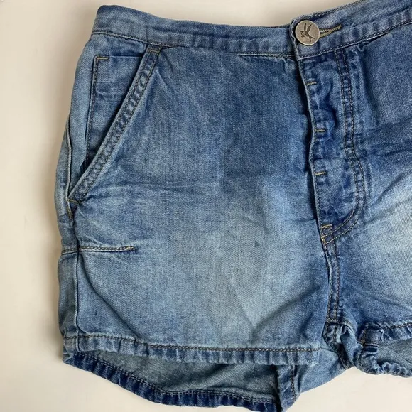 One Teaspoon Denim Chambray Pull-on Shorts Elastic Waist XS Summer Baggy Barrel