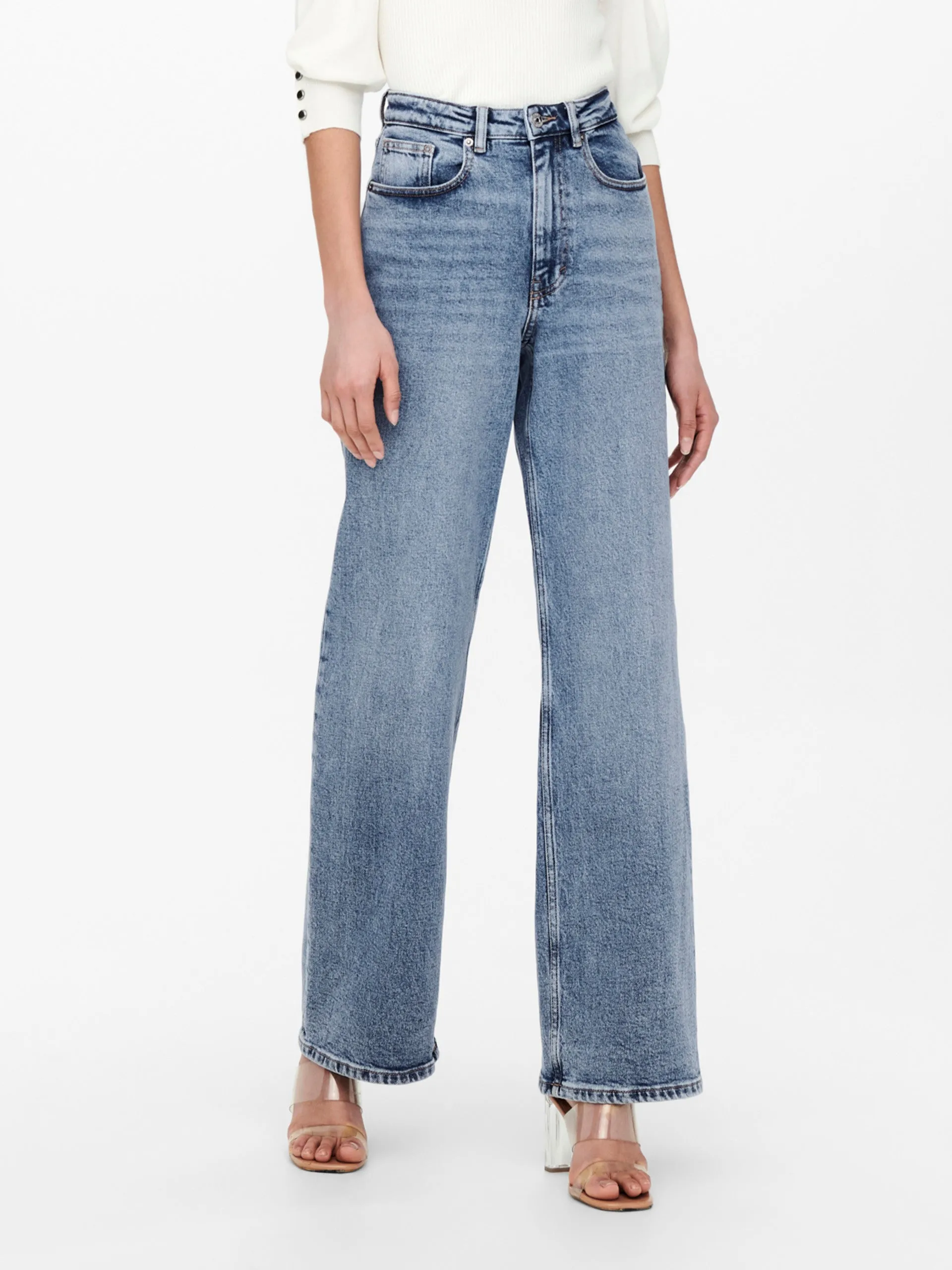 ONLY | JUICY LIFE WIDE HIGH WAIST JEANS | MEDIUM BLUE