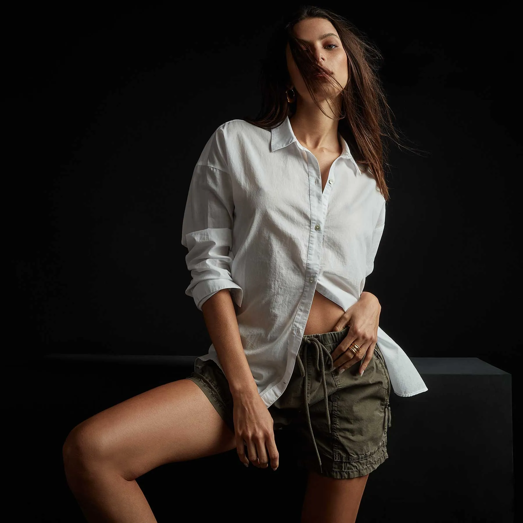Oversized Button Front Shirt - White