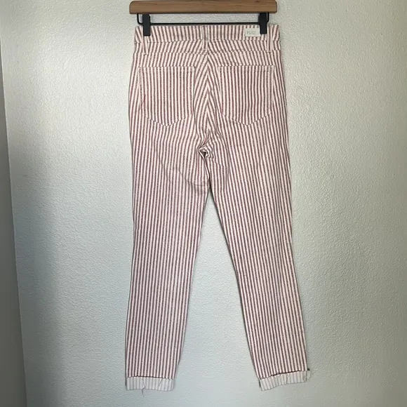 PAIGE Hoxton Ankle Raw Hem Pink stripped jeans