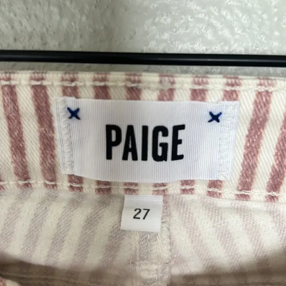 PAIGE Hoxton Ankle Raw Hem Pink stripped jeans