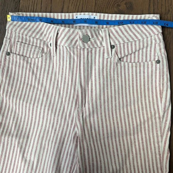 PAIGE Hoxton Ankle Raw Hem Pink stripped jeans