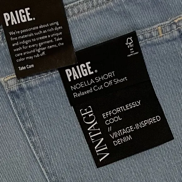 PAIGE Noella Cutoff Denim Jean Shorts Button Fly in As If Blue Size 33 Brand New