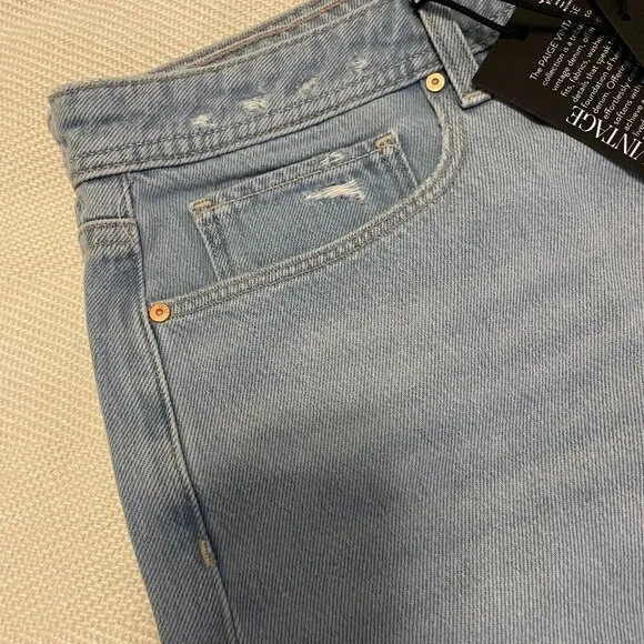 PAIGE Noella Cutoff Denim Jean Shorts Button Fly in As If Blue Size 33 Brand New