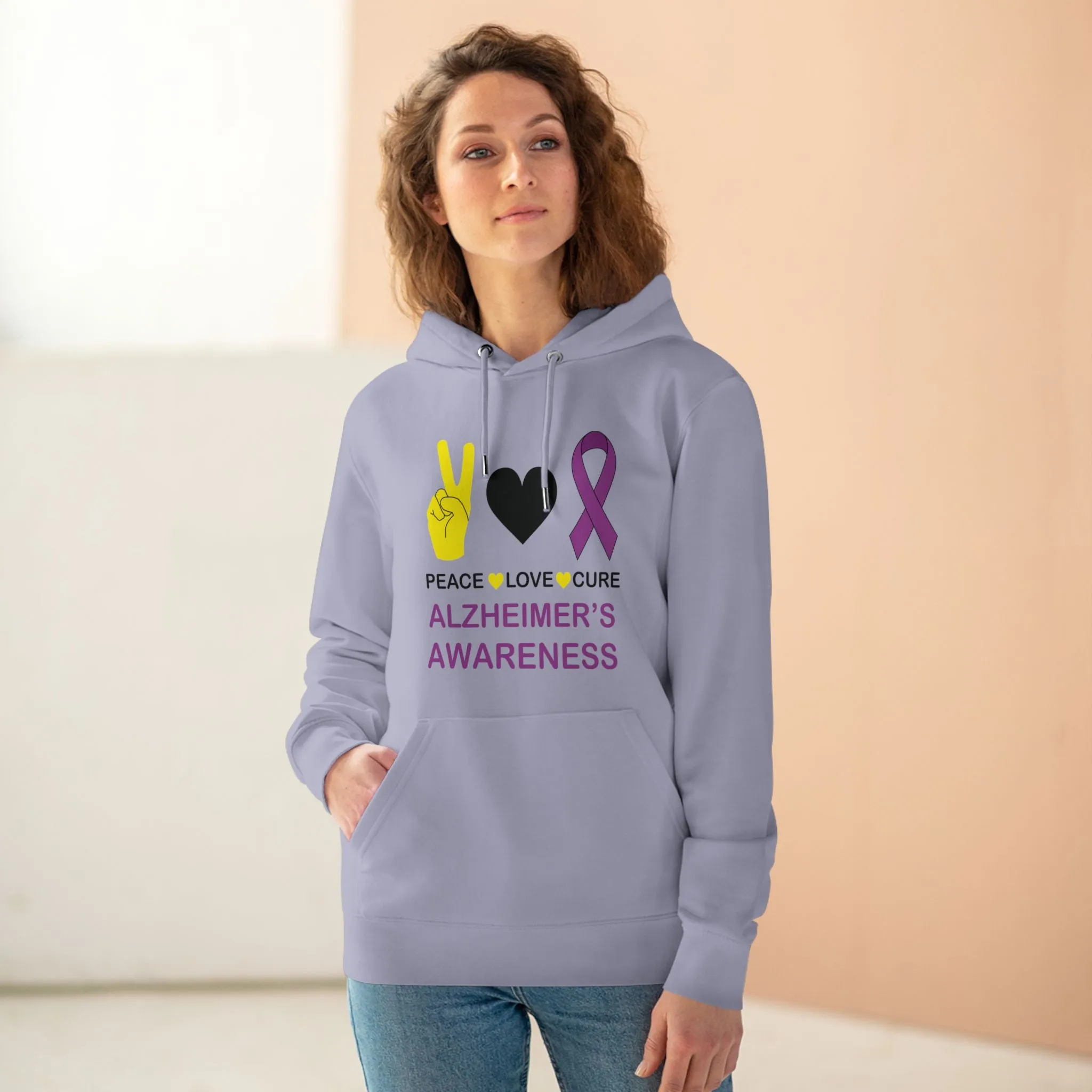 Peace Love Cure - Alzheimer's in Pastel Aesthetic | Unisex Heavy Blend Organic Hoodie Sweatshirt
