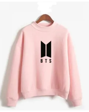 Pink Fleece BTS Sweatshirt For Women 374